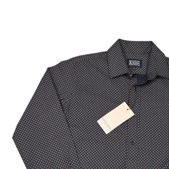 NWT Scotch & Soda Amsterdam Dress Shirt Sz 15 32/33 Geometric Brown/Pink $180 - Picture 6 of 11